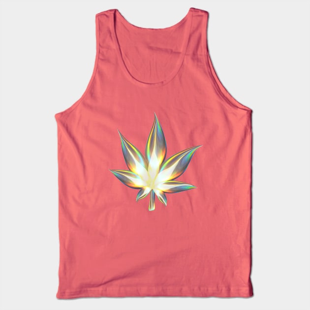 Golden Iridescent Cannabis Tank Top by dinaaaaaah